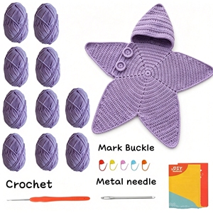 Manta de Algodón Tejida a Mano con Diseño de Estrella de Mar, Personalizable, con Instrucciones, para Principiantes en Crochet, Regalo Hecho a Mano para Mujeres, Venta al Por Mayor - Product Image 1