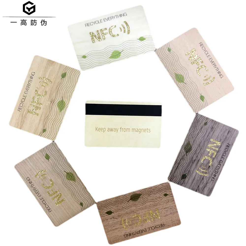Cartes de visite programmables personnalisées en bois de bambou avec impression Laser et mémoire de Logo carte de visite intelligente numérique Pvc Nfc