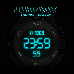 Reloj Deportivo de Lujo para Hombre FIDI, Correa de Silicona Negra, Resistente al Agua, Elegante Reloj de Pulsera de Cuarzo para Uso Diario, Casual y de Negocios - Product Image 5