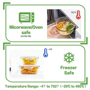 Juego de 24 contenedores de almacenamiento de alimentos de vidrio de borosilicato alto, fiambreras para preparación de comidas con tapa hermética de PP, 12 tapas, 12 contenedores - Product Image 5