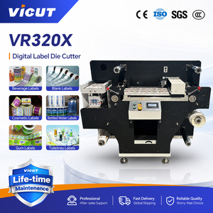Machine de découpe numérique d'étiquettes à 4 têtes de découpe à réglage automatique, à plat, à rouleaux, Delta PLC VR320X - Product Image 1