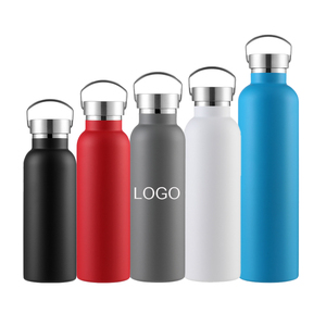 350/500/600/750/1000ml Multi Sizes Stainless <b>Steel</b> Sports Water <b>Bottle</b> with Metal Carry Loop Lid Custom Logo - Product Image 1