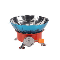 Réchaud de camping portable et pliable pour l'extérieur, la randonnée, les voyages, la cuisine, le barbecue – Mini réchaud à gaz coupe-vent