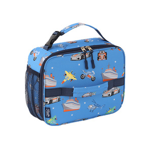 Insulated Lunch Bag Blue Transport Print For Kids School Portable Heat Insulating Waterproof Design - Product Image 5