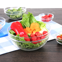 Lot de 5 Bols en Verre Ronds Transparent avec Couvercle pour Salade de Fruits, Résistants à la Chaleur, Écologiques et Tendance pour la Maison – Vente Chaude Usine