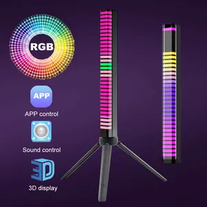 3D 디스플레이 픽업 리듬 조명 32 비트 Led App 사운드 제어 야간 조명 RGB 충전식 튜브 데스크 램프 자동차 룸 테이블 장식