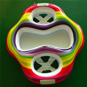 Inflatable Twin Swimming Ring 120Cm Rainbow Color Dual User PVC Kids Water Float Toy - Product Image 1