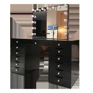 Coiffeuse rose de luxe avec éclairage LED, grand miroir de maquillage, table de toilette avec rangement, 13 tiroirs <span class=keywords><strong>pour</strong></span> la <span class=keywords><strong>chambre</strong></span> à coucher, fabricant de meubles - Product Image 5