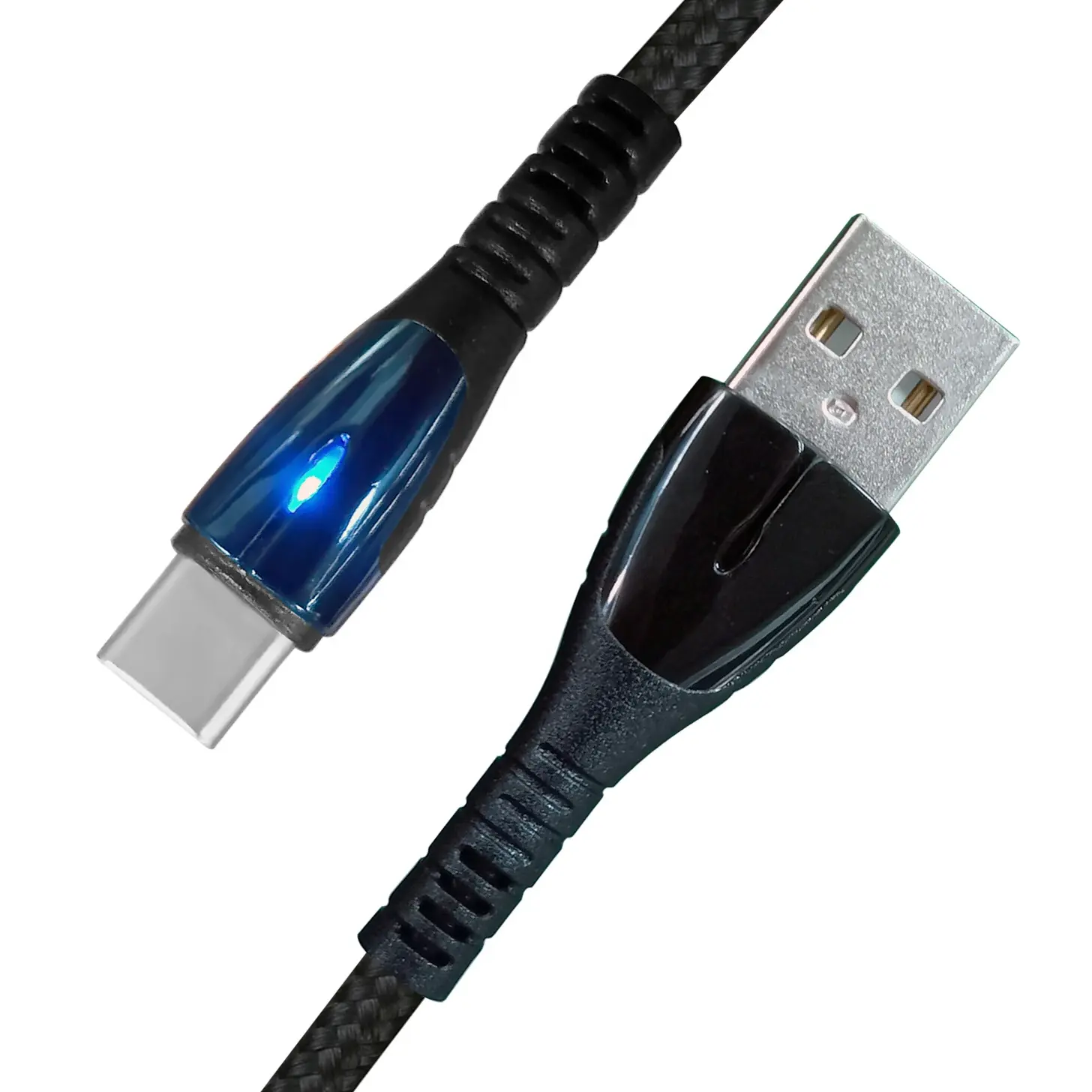 Wik-MS Wholesale New Arrival Led Nylon Braided Type C Fast Charging Cable USB