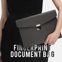 Recién llegado, bolsa de archivo portátil, producto de cuero, estuche para documentos con bloqueo de huellas dactilares para contrato comercial