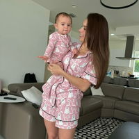 Ensemble de pyjamas maman et moi, doux et extensible, imprimé étoiles rose, bleu, jaune, short pour maman, ensemble de vêtements de nuit pour maman et nouveau-né