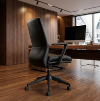 Chaise de bureau exécutive en cuir pivotante avec accoudoirs fixes, dossier en échelle, poignée, design moderne, confortable, mobilier de bureau à domicile