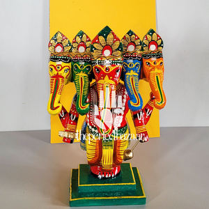 Statue de Ganesh en bois Panchmukhi, fabriquée en Inde, la statue de Ganesh en bois idéale pour le bazar. - Product Image 2