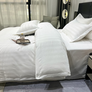 Set di biancheria da letto Hotel di alta qualità copripiumino a righe da 3cm <span class=keywords><strong>e</strong></span> lenzuolo con due federa - Product Image 4