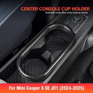 ES fibre de carbone Console centrale porte-gobelet accessoires intérieurs revêtement d'habillage pour <span class=keywords><strong>MINI</strong></span> <span class=keywords><strong>Cooper</strong></span> S SE J01 2024-2025 - Product Image 2