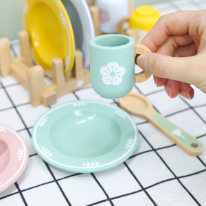 Juego de Platos de Madera para Niños, Juguete Interactivo de Simulación de Cocina para el Aprendizaje Temprano - Product Image 4