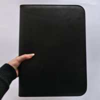 Porte-documents en cuir végétalien A4 pour usage professionnel avec fermeture éclair, porte-documents avec logo personnalisé et bloc-notes