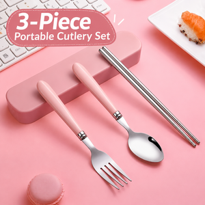 Outdoor Portable Stainless Steel Tableware Travel Camping <b>Set</b> Spoon Fork Chopstick <b>Set</b> - Product Image 6