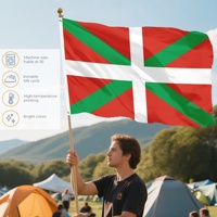 Drapeau du Pays Basque en polyester de qualité supérieure, 3x5 pieds, imprimé, bannière régionale pour places publiques, protection UV, affichage en extérieur