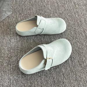 Zuecos Planos de Mujer con Punta Cerrada, Color Sólido, Gamuza Suave, Cómodos para Uso Diario - Product Image 1