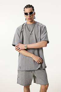 Camiseta Vintage Personalizada con Serigrafía, 330G, 100% Algodón, Estilo Streetwear, Hombros Caídos, Oversize, para Hombre - Product Image 2