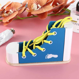 Juguete Educativo Montessori de Madera para Atar Cordones de Zapatillas, Rompecabezas de Atar Zapatos, Entrenador de Habilidades Motoras para Niños - Product Image 6