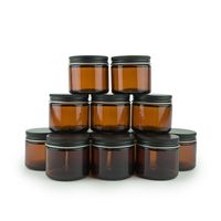 1oz 2oz 3oz 4oz Leere Runde Lebensmittelbehälter mit Kindersicheren Metall-Aluminiumdeckeln Bernsteinfarbene Glasgläser für Snacks Olivenöl