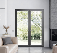 Isı Yalıtımlı Alüminyum Çift Kanatlı Açılır Kapanır Cam Kapılar Modern İnce Çerçeveli Ev İçi Dışı Giriş Veranda Villa Kapısı