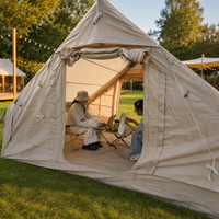 Tente de camping gonflable portable 6,3 m² en tissu Oxford 210D imperméable, abri extérieur léger 13 kg, 3x2,1x2m, entrée unique