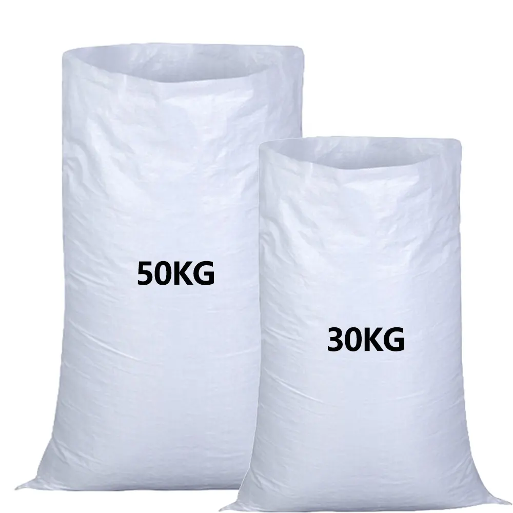 आटा मक्का पैकेजिंग बैग के लिए अनुकूलित 50 किलोग्राम पीपी बुने सफेद रेत चावल की थैलियों