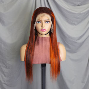 Pelucas de Cabello Humano 200% Natural de 14-30 Pulgadas # Pelucas de Cabello Liso con Frente de Encaje Transparente 13x4, Modelo P4/350 Ginger Bone Straight - Product Image 3