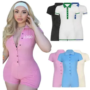 Toptan kadınlar için tulum balya 2022 elbise seksi moda kısa kollu bodycon peluş bisiklet kısa bodysuits tek parça tulum