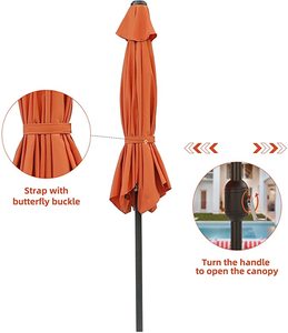 Parasol de jardin pliable solaire avec éclairage LED, parasol de patio, parasol d'extérieur pour jardin, terrasse, cour, piscine - Product Image 6