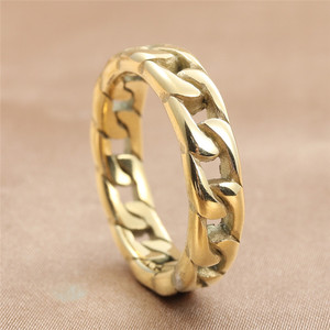 Anillo de Cadena de Acero de Titanio para Hombre, Plata y Oro, Estilo Punk Retro, Diseño Geométrico Hueco, Joyería de Uso Diario 24067 - Product Image 3