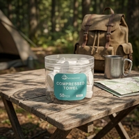 Portable Outdoor Camping Disposable Non-Woven Plaid Round Towel Soft & Durable Compressed for Hotel Use