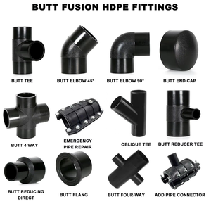 HDPE 융착 피팅 하수처리용 배관 연결 소켓 검정색 - Product Image 4
