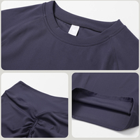 Fournisseur de Marque Blanche Ensemble de Yoga Sportif Extensible 4 Directions avec Crop Top à Couture Princesse à Manches Courtes et Short à Bretelles Croisées en V