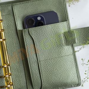 Tùy chỉnh A6 chất kết dính 6 vòng danh mục đầu tư PU da kế hoạch Bìa tiền tiết kiệm ngân sách chất kết dính với tiền mặt phong bì Sage Pebble tổ chức - Product Image 2