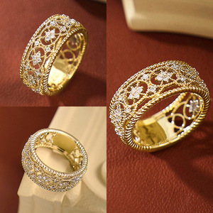 Anello Vintage Traforato, Imitazione Italiana con Motivo Intagliato Testurizzato - Product Image 2