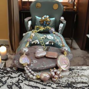 Bracelet en perles baroques <span class=keywords><strong>YOB</strong></span>, nouveau, 9-10 mm + 12-13 mm, plaqué or, bijoux tendance pour femmes - Product Image 4