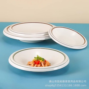 Minimalist <b>melamine</b> serving dishes with a reverse rim, high-end feel, suitable for stir-frying, commercial use, for cold dishes - Product Image 3