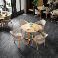 Ensemble de table et chaises de négociation rondes en bois massif moderne, usage commercial, 4 chaises, ensemble de salle à manger pour restaurant, salon