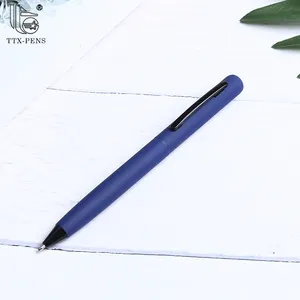 TTX logotipo personalizado promocional Hotel Simple Metal esmerilado suave goma torcida Boligrafos Stylo bolígrafos bolígrafo