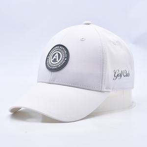 Casquette de golf de sport en polyester avec logo en caoutchouc PVC de haute qualité OEM Casquette de baseball imperméable à l'eau avec boucle en métal Casquette de baseball blanche personnalisée - Product Image 1