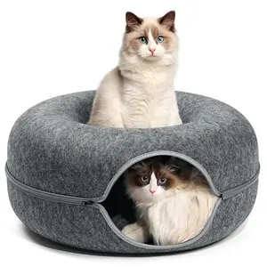 Oem Odm Kat Tunnel Bed Grot Voor Meerdere Grote Katten Krasbestendig Wasbaar Afneembare Ronde Vilt Donut Tunnel Voor Katten