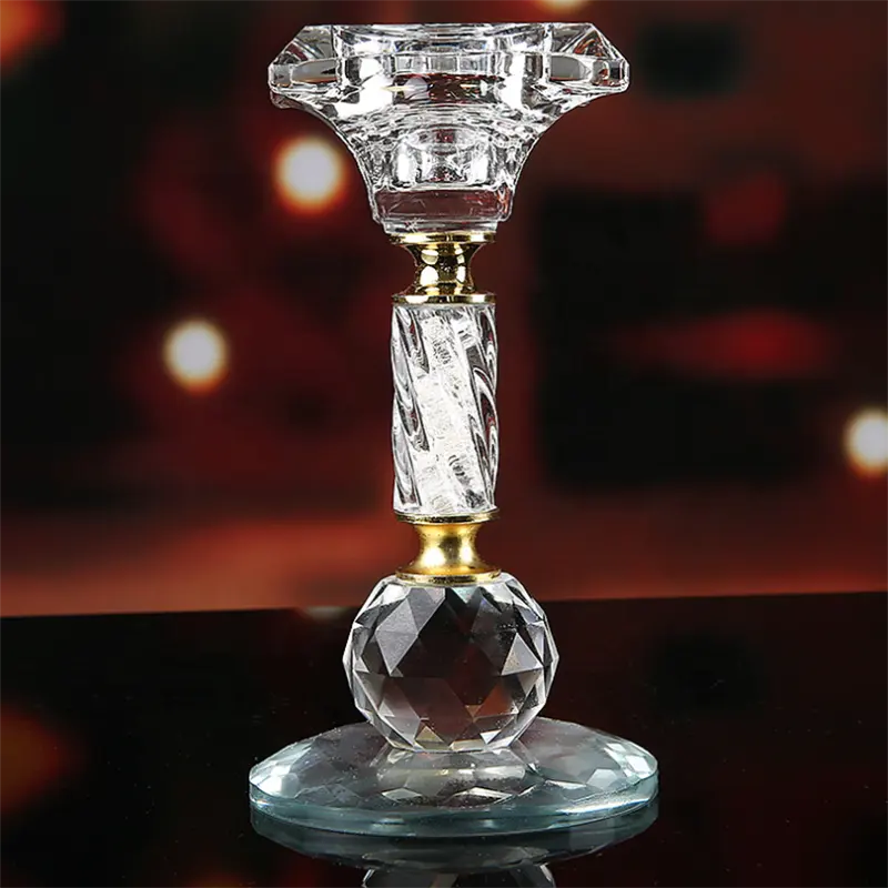 DL3278 Fábrica Atacado K9 Crystal Candle Holder Castiçal De Vidro Para A Decoração Do Casamento