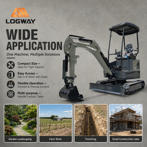 Miniexcavadora V Power LOGWAY 20X con Cubierta, Cuchilla Niveladora, Orugas de Goma, para Trabajos Agrícolas y de Construcción, Uso Profesional - Product Image 4