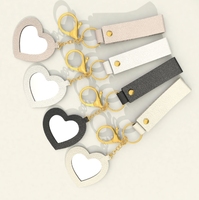 Cute Creative untuk Gantungan Kunci Carabiner Cermin - Cermin Rias Hati dari Kulit PU dengan Cetakan UV dan Fungsi Gantungan
