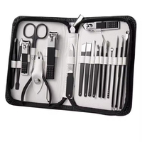 Kit de toilettage JM pour hommes, outils de soin personnels, peigne, brosse, kit de rasage, kit de soin des ongles en acier inoxydable, dans un sac noir, pour la maison, les voyages, les situations d'urgence
