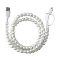 Cable de Carga Rápida 2 en 1 de 3A con Diseño de Cuentas, 1m, para Niñas, Regalos de Navidad, Teléfonos y la Mayoría de los Dispositivos - Colorido